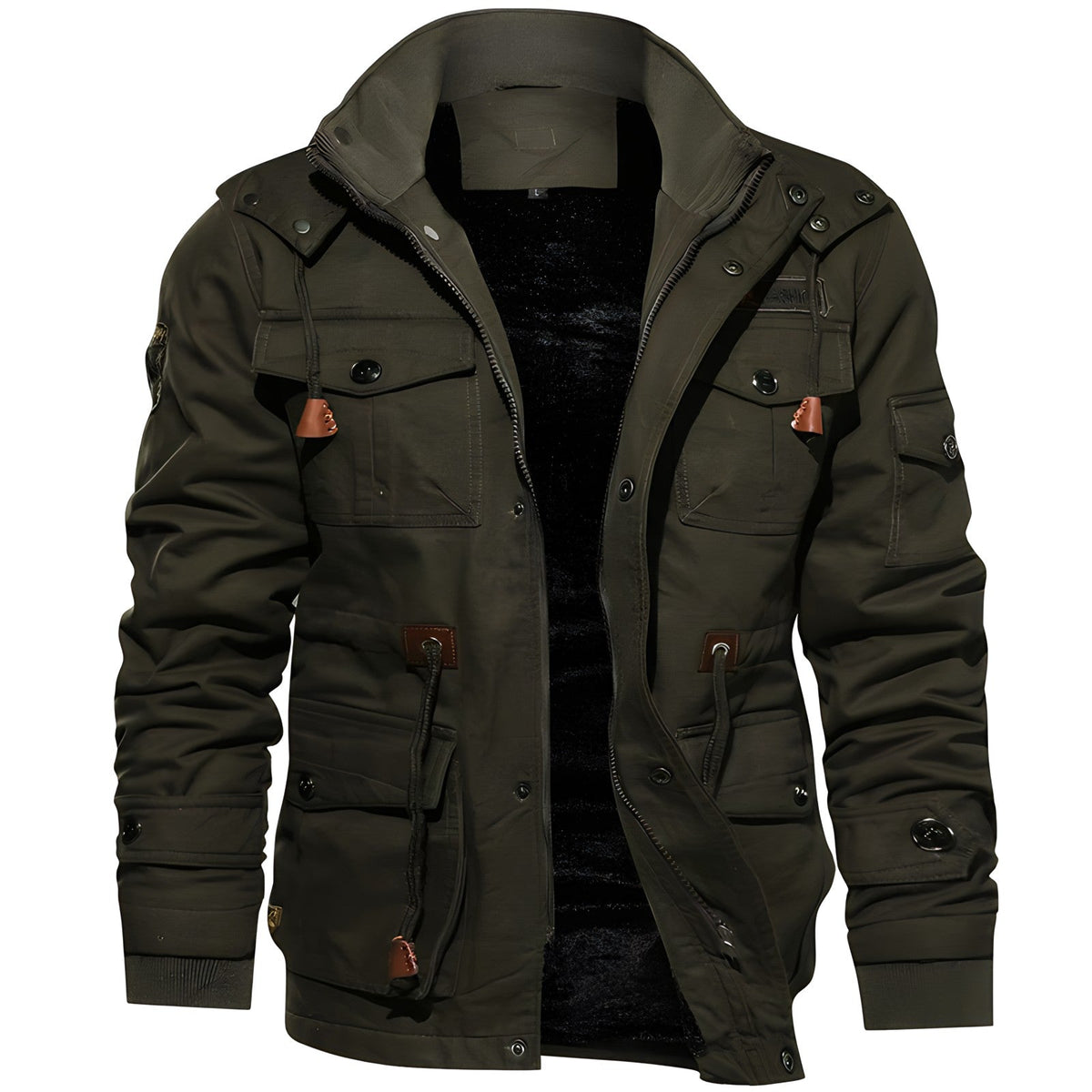Men's Insulated Military Jacket Hooded Multi Pocket Winter