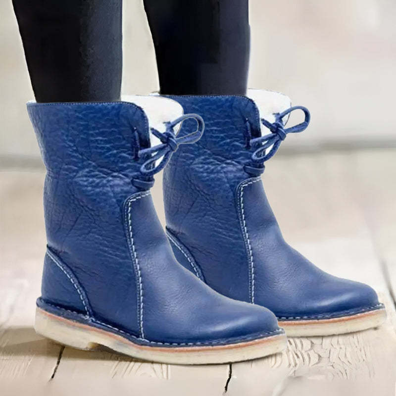 Waterproof Winter Boots Black Leather Warm Comfortable