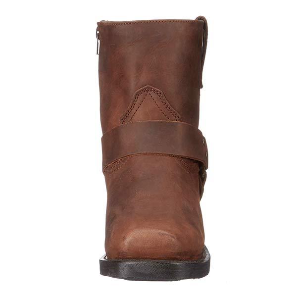Harness Boots Leather Mid Cut Full Grain Buckle Autumn