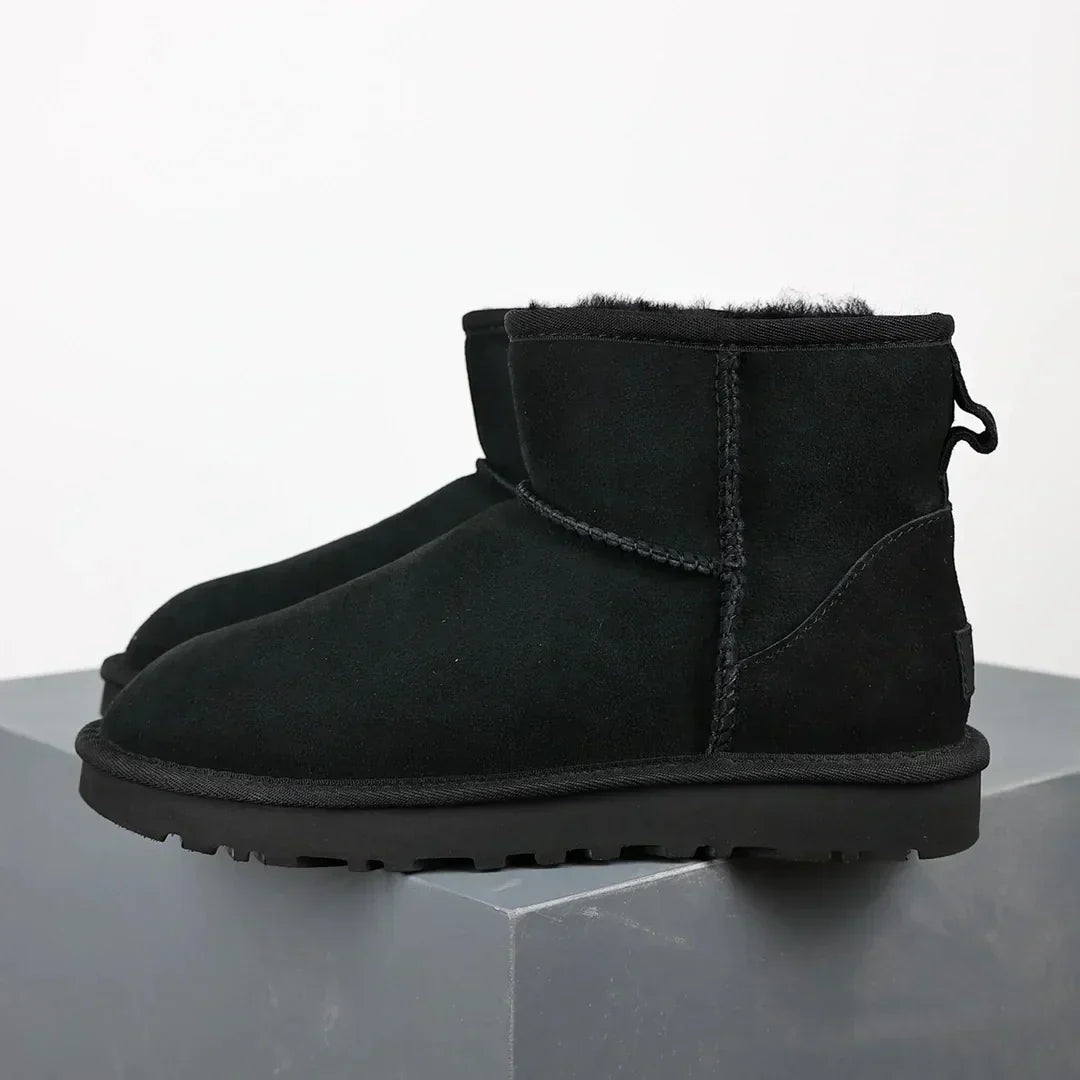 Winter Ankle Boots Suede Sheepskin Lined Mini Platform Warm