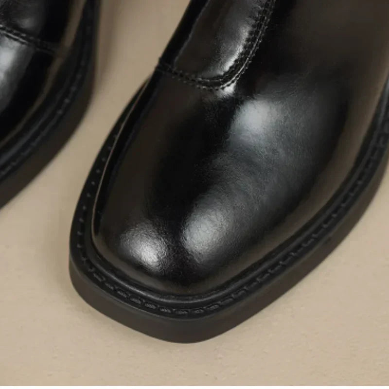 Ankle Boots Square Toe Block Heel Elegant Versatile