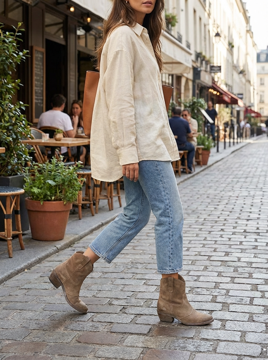 Western Ankle Boots Block Heel Casual Everyday Cowgirl