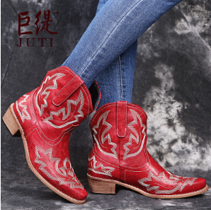 Embroidered Leather Cowboy Boots Western Chic Authentic