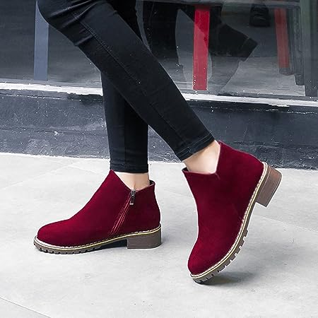 Ankle Boots Side Zip Block Heel Everyday Practical Comfort