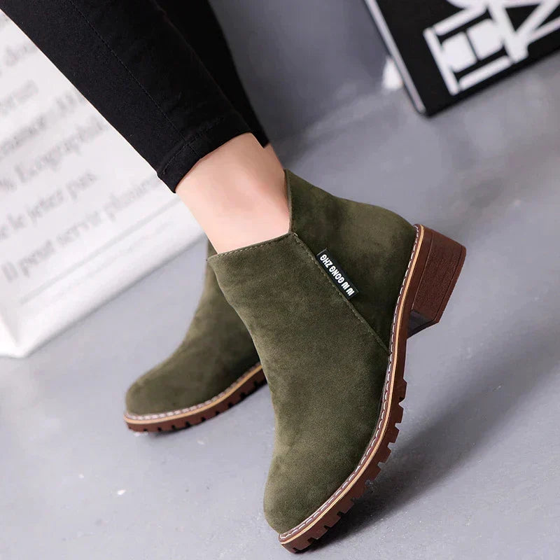 Ankle Boots Side Zip Block Heel Everyday Practical Comfort